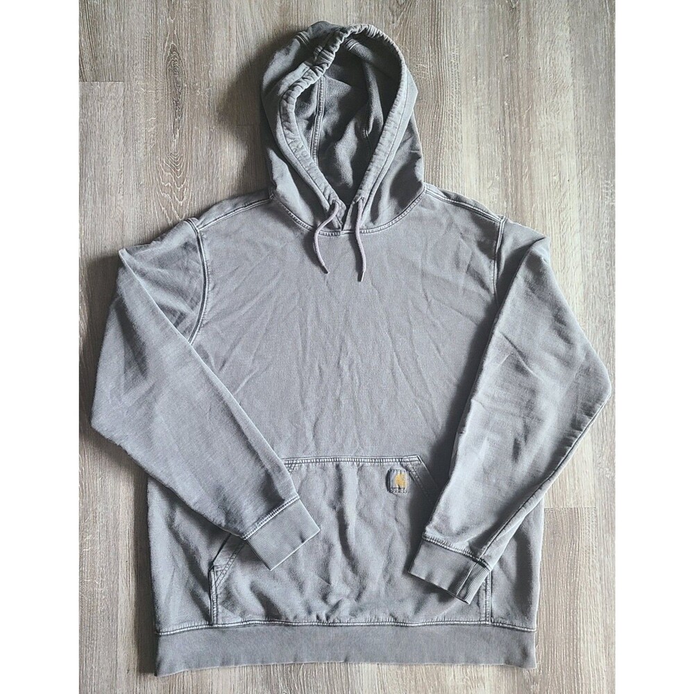 Carhartt Men’s Large Relaxed Fit Gray Garment Dyed Pullover Hoodie Workwear L